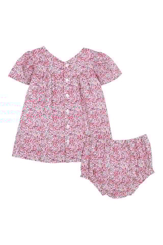 Robe et bloomer - Blanc, bleu, jaune et rose