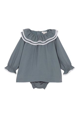 Jurk en Bloomer - Petrolblauw - Wit en blauw