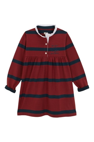 Jurk - Steenrood en marineblauw - Rood en blauw