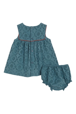 Robe et bloomer en broderie anglaise - Turquoise