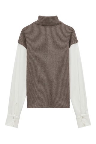 Pull trompe-l’œil - Marron et blanc