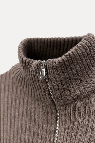 Pull trompe-l’œil - Marron et blanc