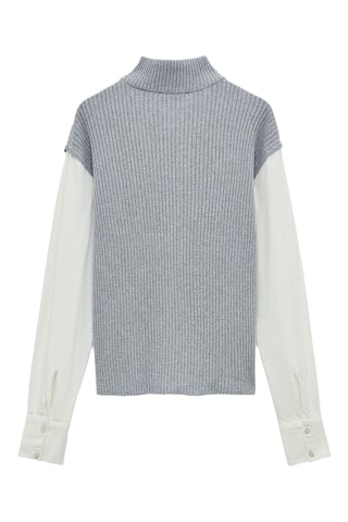 Pull trompe-l’œil - Gris et blanc