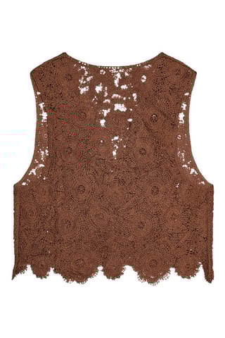 Gilet sans manches en crochet - Marron