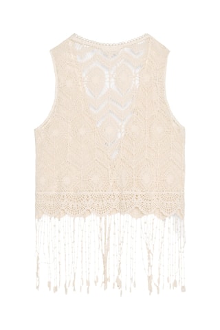 Gilet sans manches en crochet - Beige