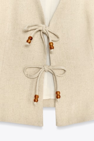 Gilet en lin - Beige clair et camel