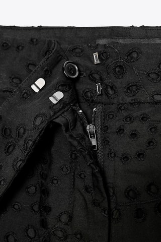 Pantalon droit en broderie anglaise - Noir