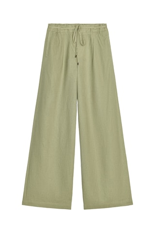 Pantalon wide legs en lin - Vert