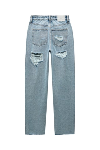 Pantalon straight taille haute - Bleu-gris