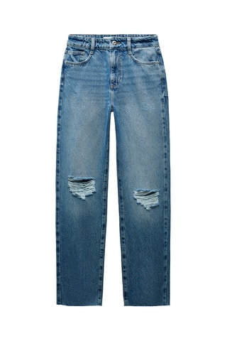 Pantalon straight taille haute - Bleu cobalt