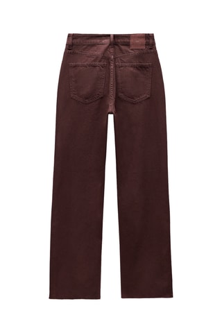 Pantalon straight taille haute - Marron