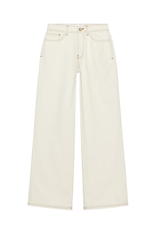 Jean wide legs en lin taille haute - Ecru