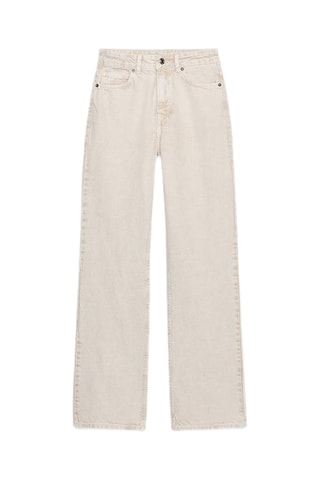 Jean straight taille haute - Beige