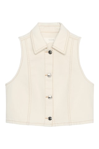 Veste sans manches en jean - Ecru