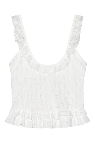 Crop top en broderie anglaise - Blanc