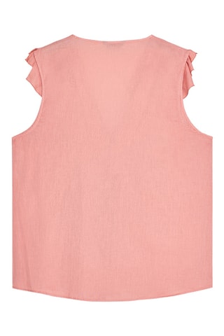 Top volanté en lin - Vieux rose
