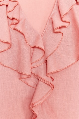 Top volanté en lin - Vieux rose