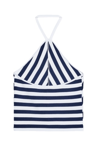 Crop top - Blanc et bleu marine