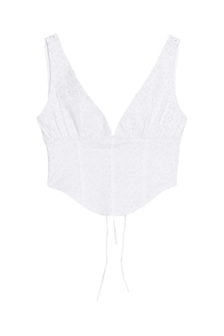 Crop top en broderie anglaise - Blanc