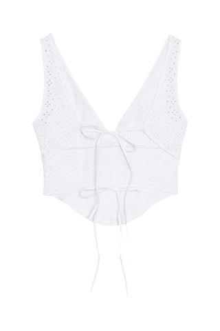 Crop top en broderie anglaise - Blanc