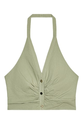 Crop top en lin - Kaki