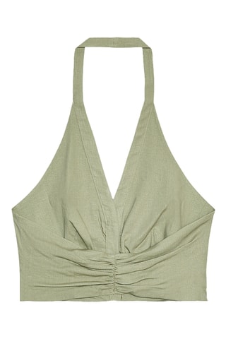 Crop top en lin - Kaki