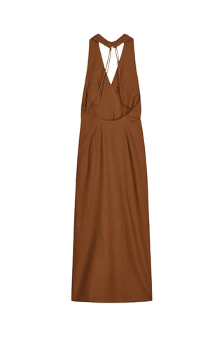 Robe portefeuille en lin - Marron