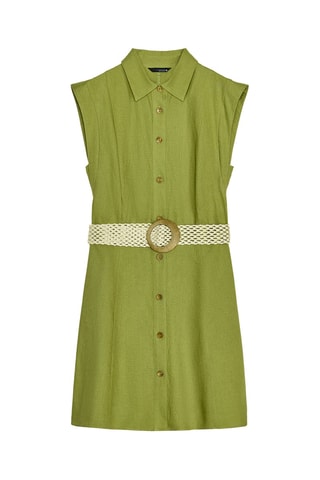 Robe chemise en lin - Vert citron