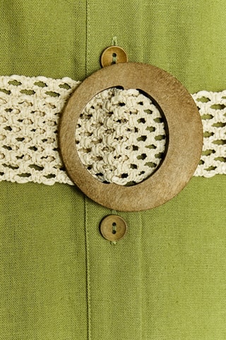 Robe chemise en lin - Vert citron