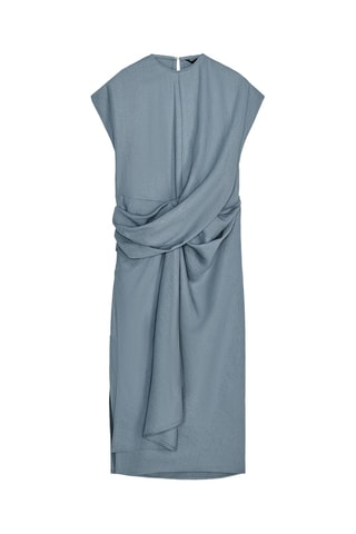 Robe drapée en lin - Bleu clair