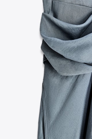 Robe drapée en lin - Bleu clair