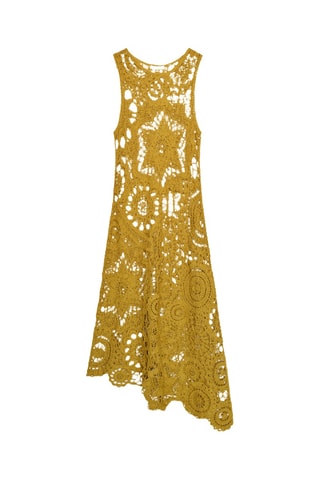 Robe longue en crochet - Moutarde