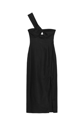 Robe midi en lin - Noir