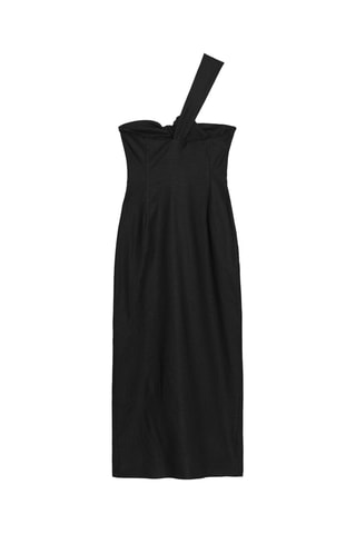 Robe midi en lin - Noir