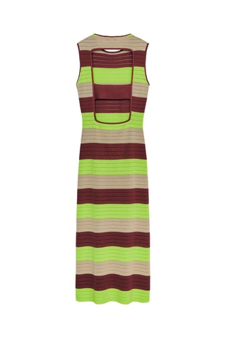 Robe longue - Vert clair et bordeaux