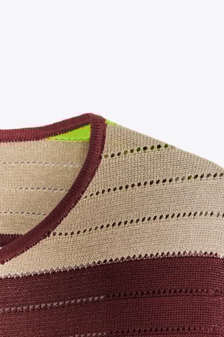 Robe longue - Vert clair et bordeaux