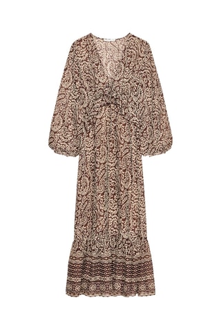 Robe longue - Marron foncé et beige