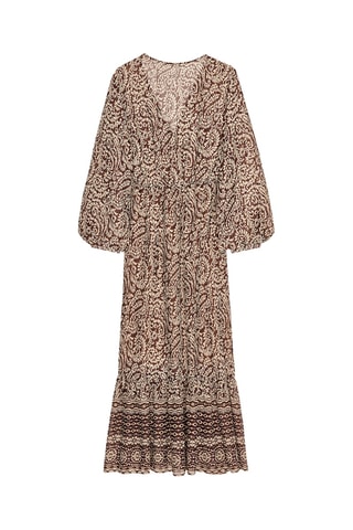 Robe longue - Marron foncé et beige