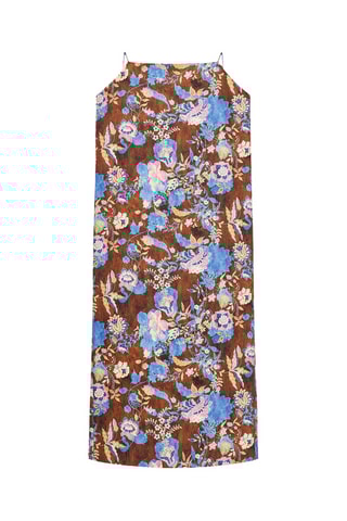 Robe droite - Marron foncé et ciel