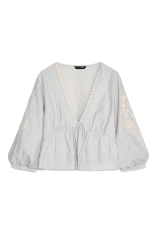 Blouse - Gris clair et écru