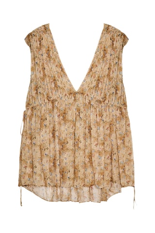 Blouse plissée - Beige