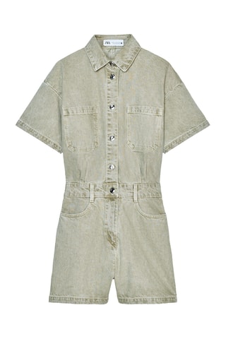 Combishort en jean - Beige