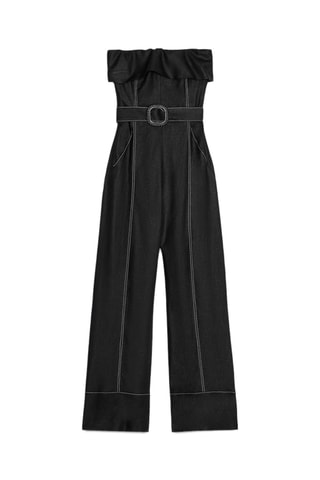 Combinaison bustier en lin - Noir