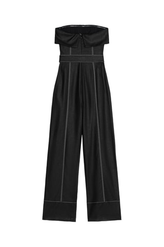 Combinaison bustier en lin - Noir