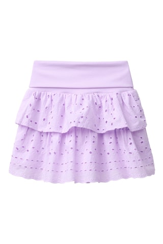 Jupe volantée en broderie anglaise - Violet