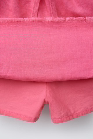 Jupe volantée en lin - Rose