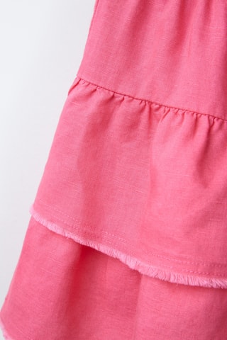 Jupe volantée en lin - Rose