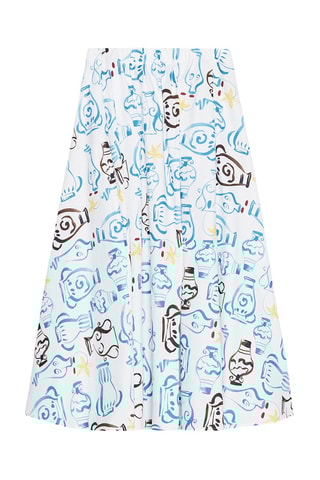 Jupe midi - Blanc et bleu clair