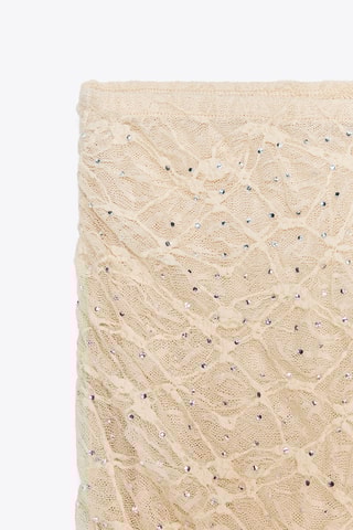 Jupe midi en dentelle - Beige