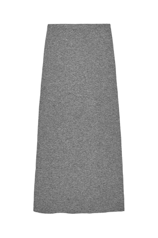 Jupe droite en laine - Gris chiné